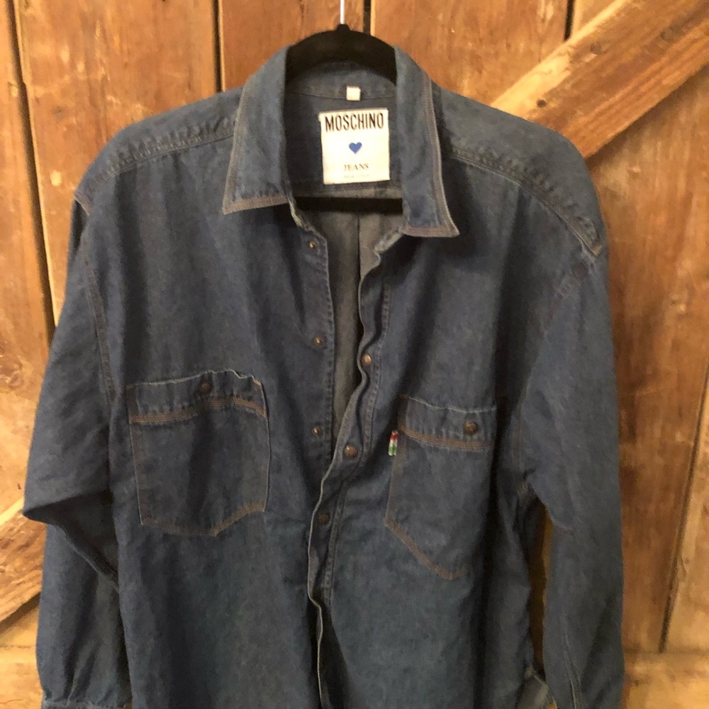 Men’s large MOSCHINO denim shirt. Worn 2x